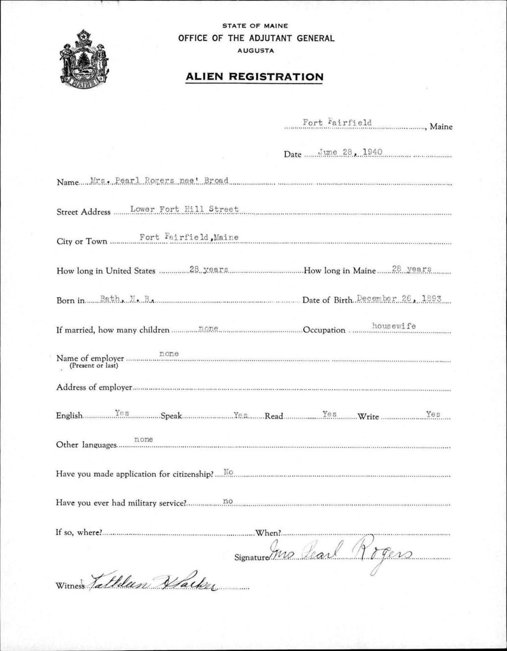 Miniature of Alien Registration- Broad, Pearl (Fort Fairfield, Aroostook County)