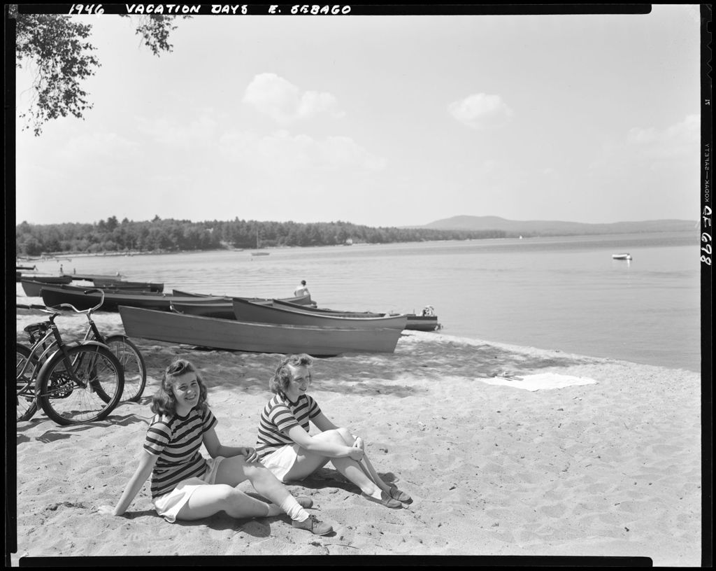 Miniature of Two Young Women Sitting On The Beach At East Sebago