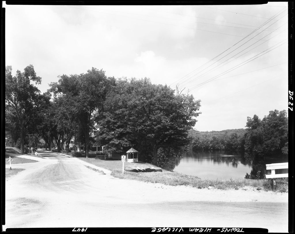 Miniature of Shot From Road On Left, Trees Middle, River On Right, Canoes On Ground In Middle In Hiram