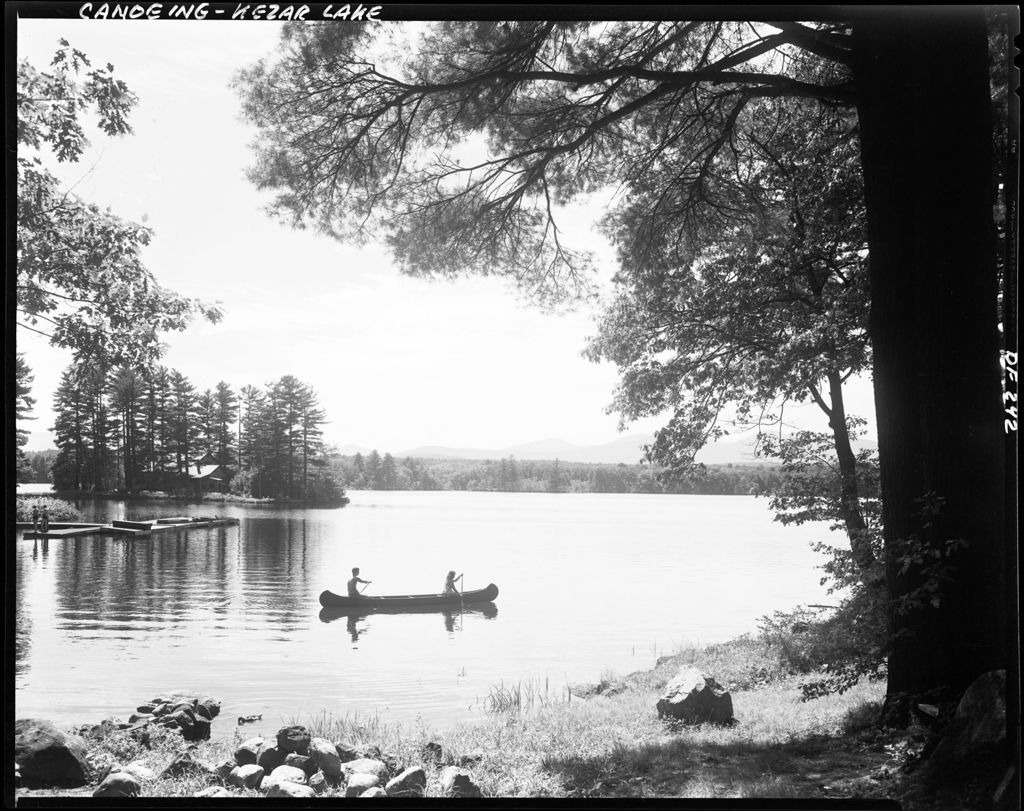Miniature of A Couple In A Canoe, Mountains In Background At Kezar Lake