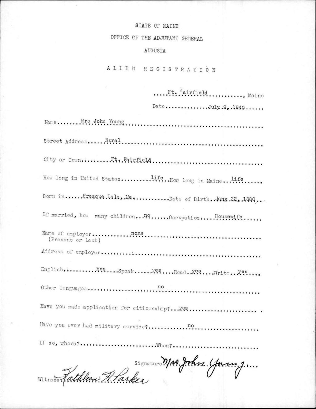 Miniature of Alien Registration- Young, John (Fort Fairfield, Aroostook County)