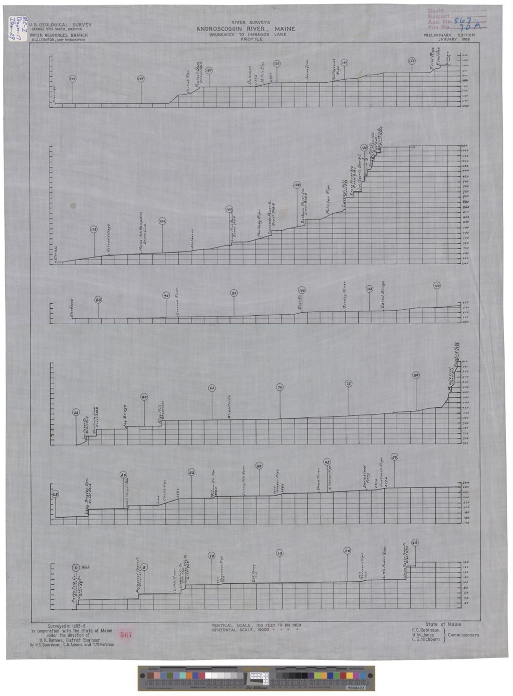 Miniature of River Surveys, Androscoggin River, Maine (profile - Brunswick to Umbagog Lake)
