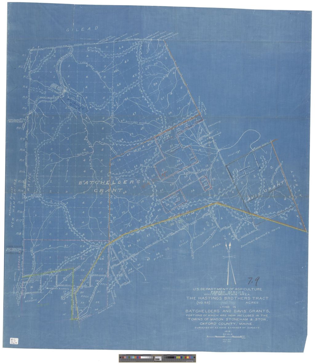 Miniature of White Mountain Area, the Hastings Brothers Tract (No. 58) Acres Lying in Batchelder's and Davis' Grants, Portions of Which are Now Included in the Towns of Mason, Stoneham, & Stow, Oxford County, Maine