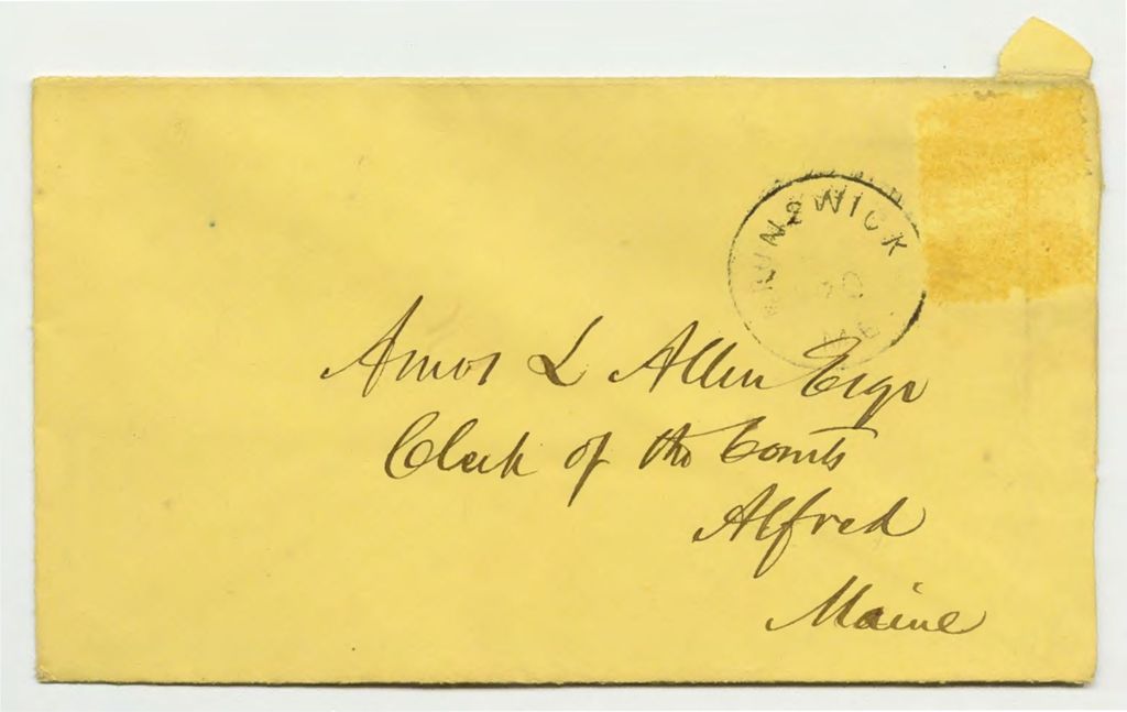 Miniature of envelope addressed to Amos L. Allen