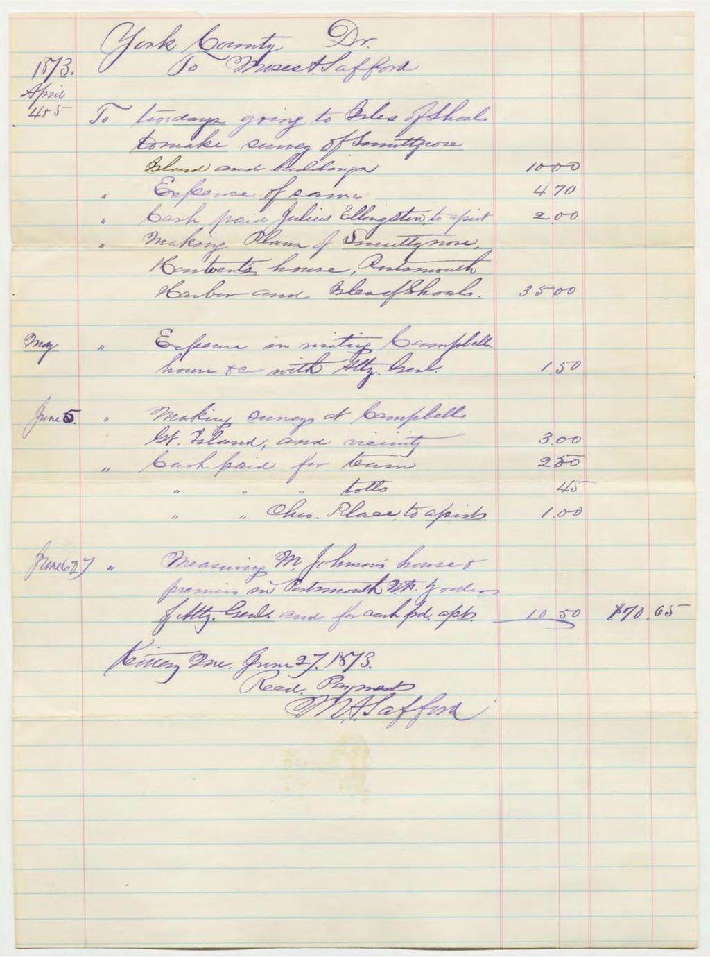 Miniature of York County receipt