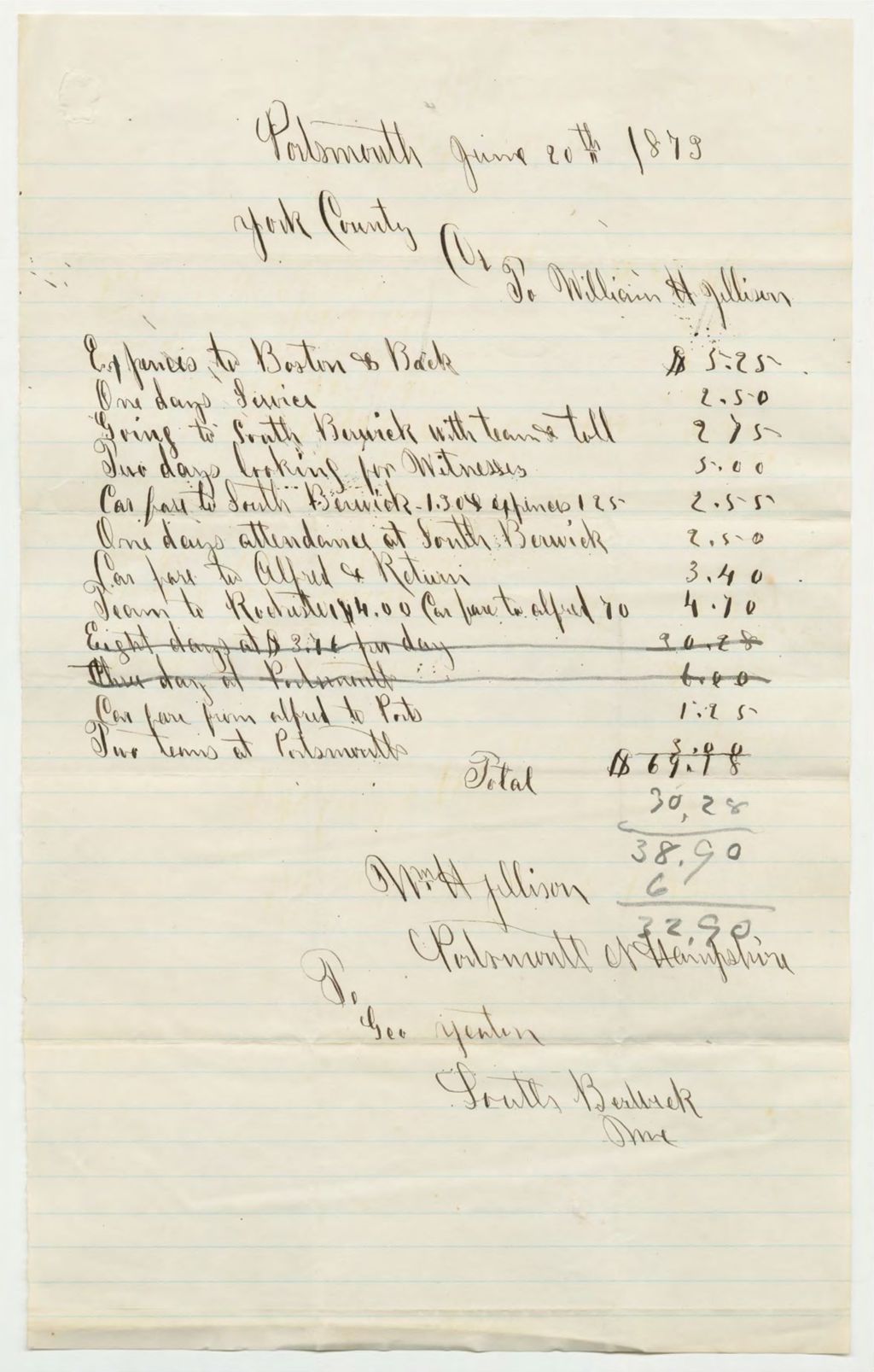 Miniature of York County receipt for William H. Gillison