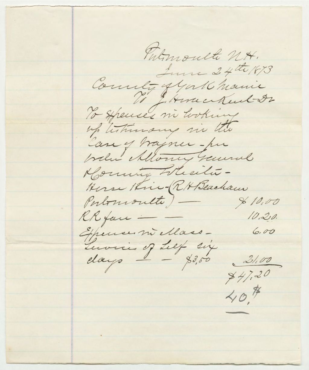Miniature of County of York list of fees