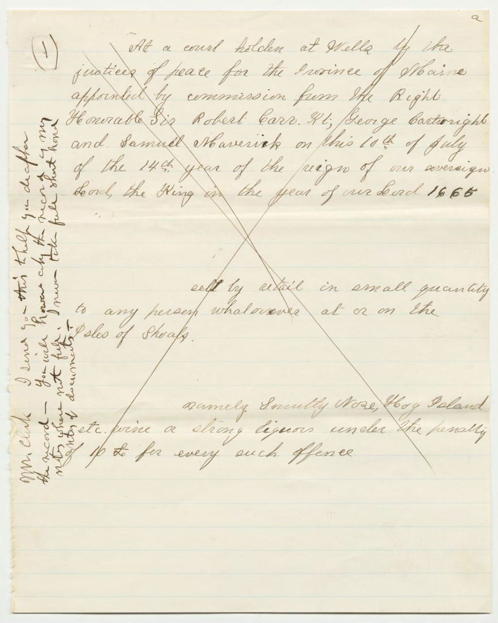 Miniature of copy of evidence on jurisdiction of Smuttynose Island