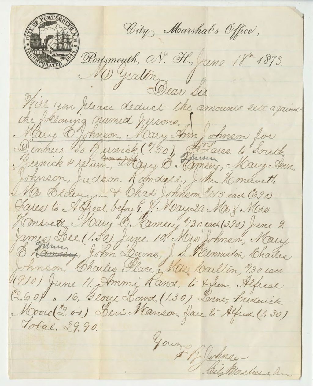 Miniature of City Marshal's Office, Portsmouth, N.H.
