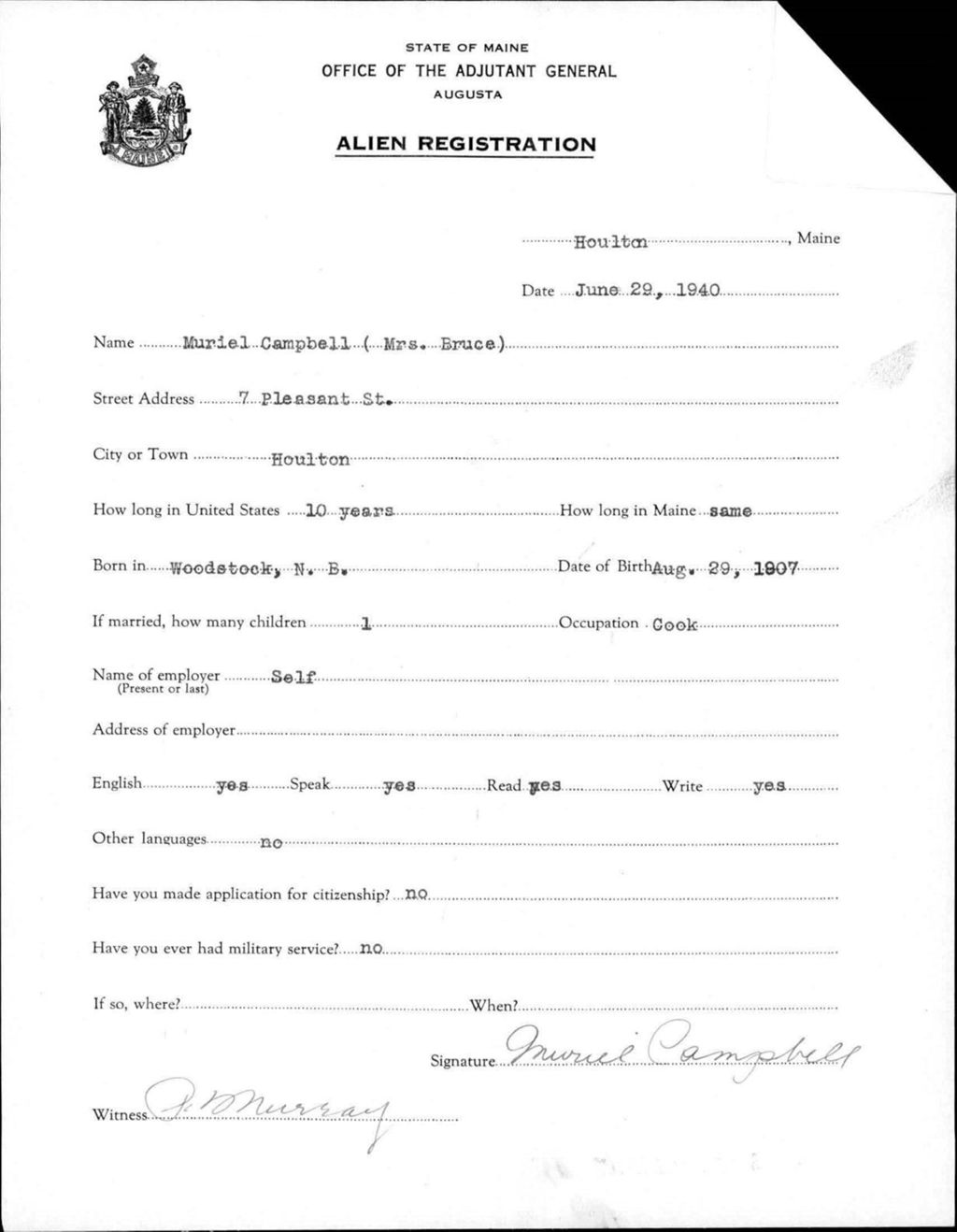 Miniature of Alien Registration- Campbell, Muriel (Houlton, Aroostook County)