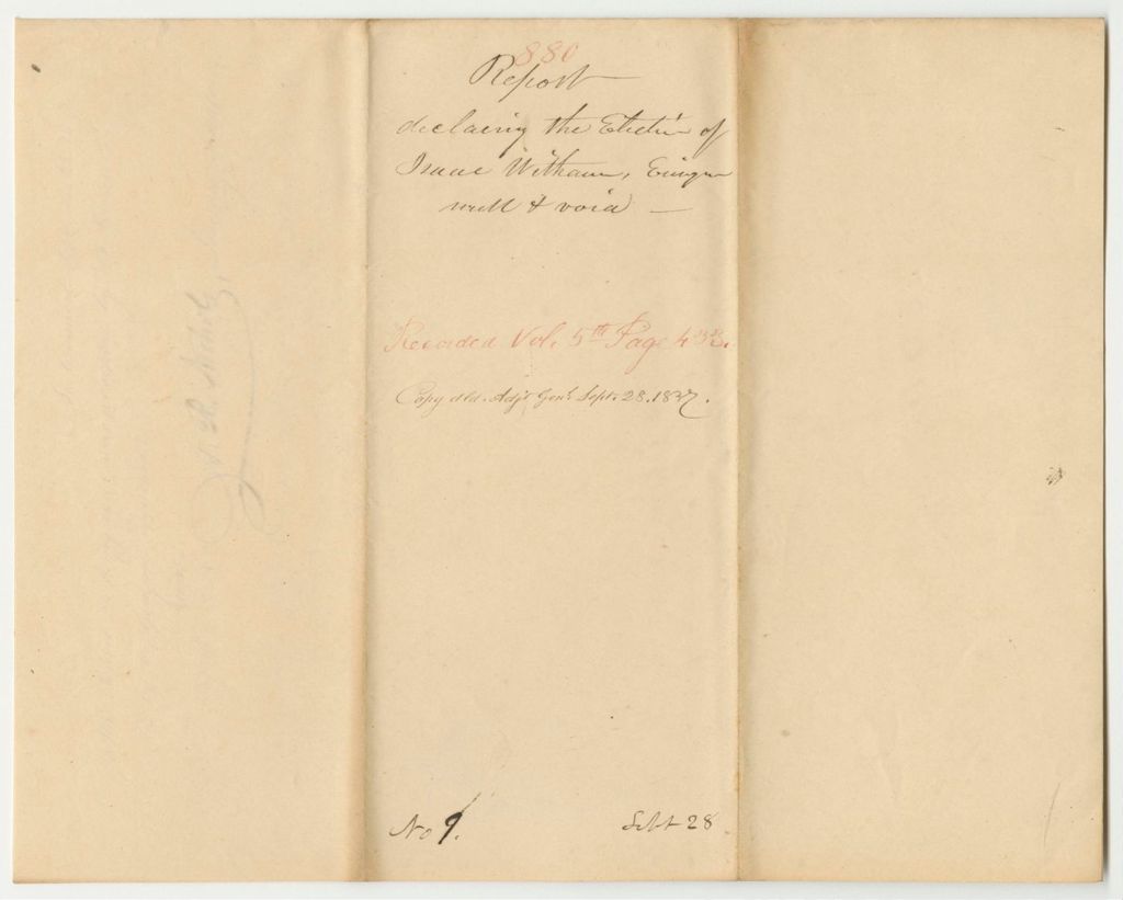 Miniature of Report 880: Report Declaring the Election of Isaac Witham, Ensign, Null and Void