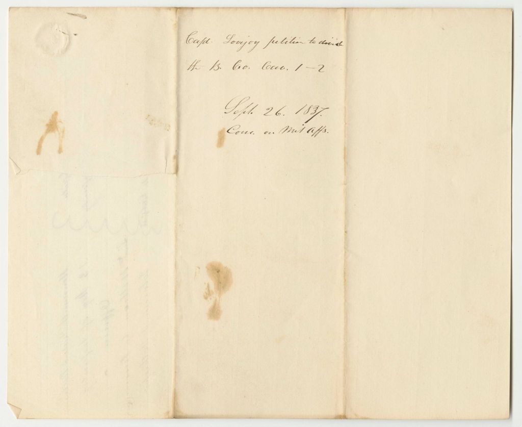 Miniature of Petition of Capt. Lovejoy for a Division of the Cavalry Company in the 2nd Division, 1st Brigade