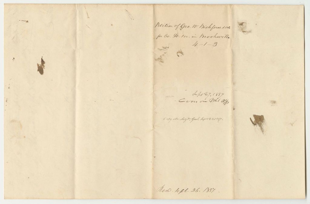 Miniature of Petition of George W. Bichford and Others for the Organization of a Company of Light Infantry in Brooksville