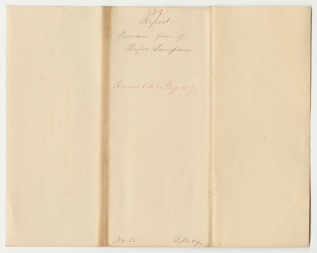 Miniature of Report 889: Report on a Pardon of Rufus Sampson of Bowdoinham