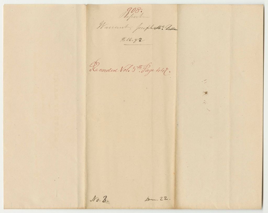 Miniature of Report 908: Warrant in Favor of Joseph McLellan, Brunswick Postmaster, for Postage