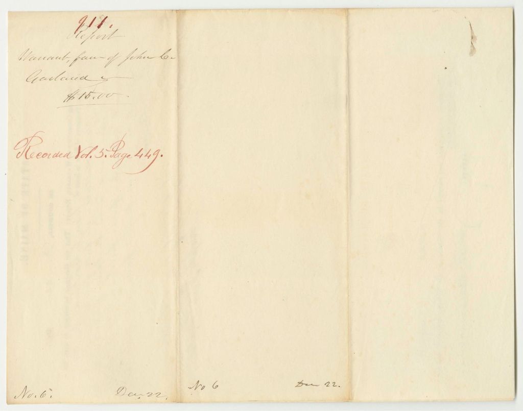 Miniature of Report 911: Warrant in Favor of John C. Garland, for Carrying Wood and Building Fires in the State House