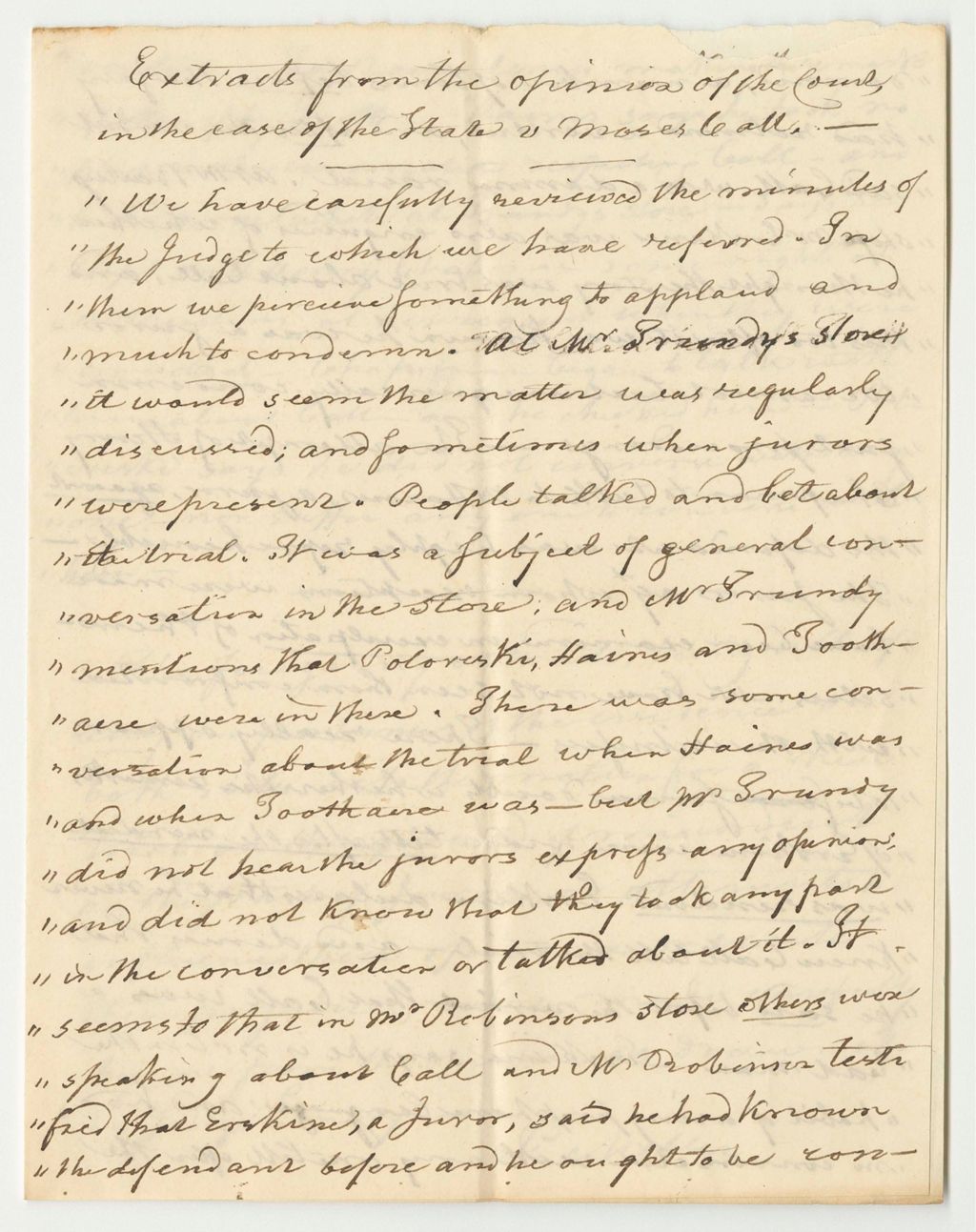 Miniature of Extracts from the Opinion of the Court in the Case of State v. Moses Call