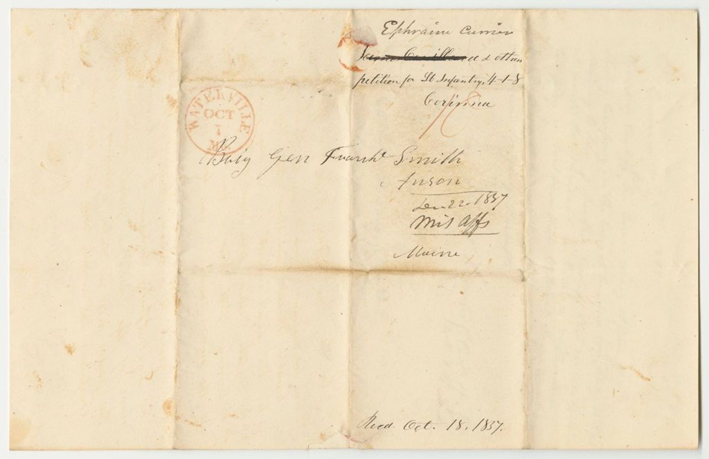 Miniature of Petition of Ephraim Currier and Others for the Organization of a Company of Light Infantry in Corinna