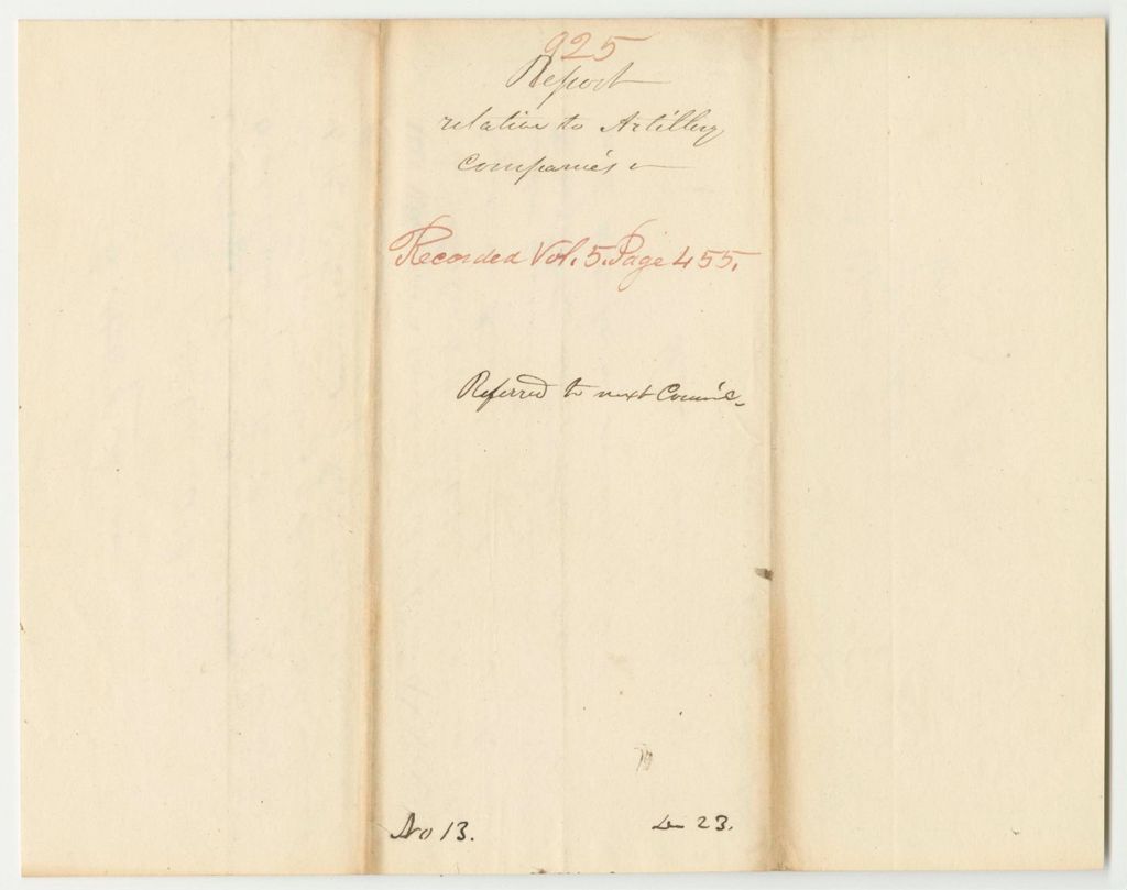 Miniature of Report 925: Report Relative to Artillery Companies