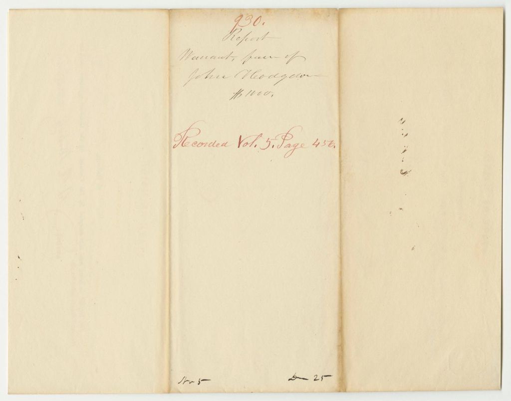 Miniature of Report 930: Warrant in Favor of John Hodgdon, Land Agent