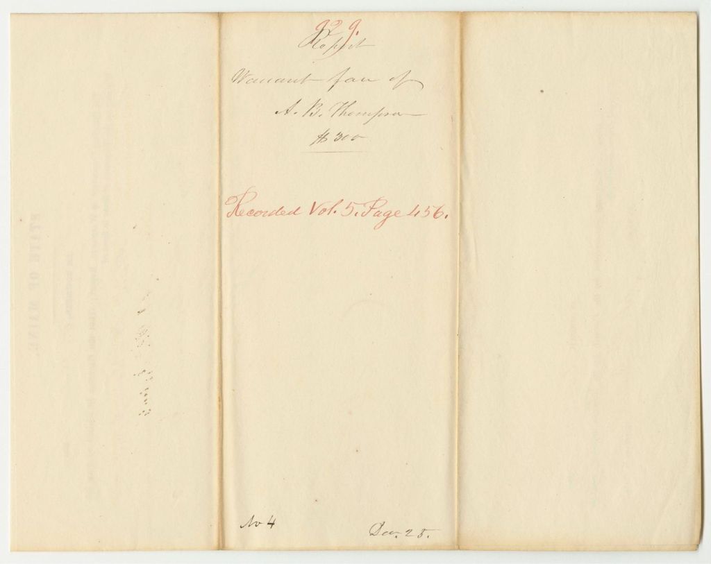 Miniature of Report 929: Warrant in Favor of Abner B. Thompson, Adjutant General, for Clerk Hire