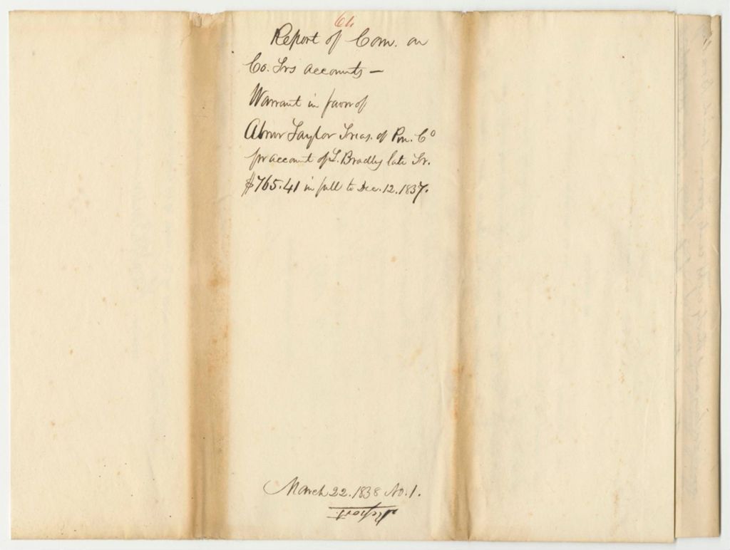 Miniature of Report 61: Warrant in Favor of Abner Taylor, Penobscot County Treasurer