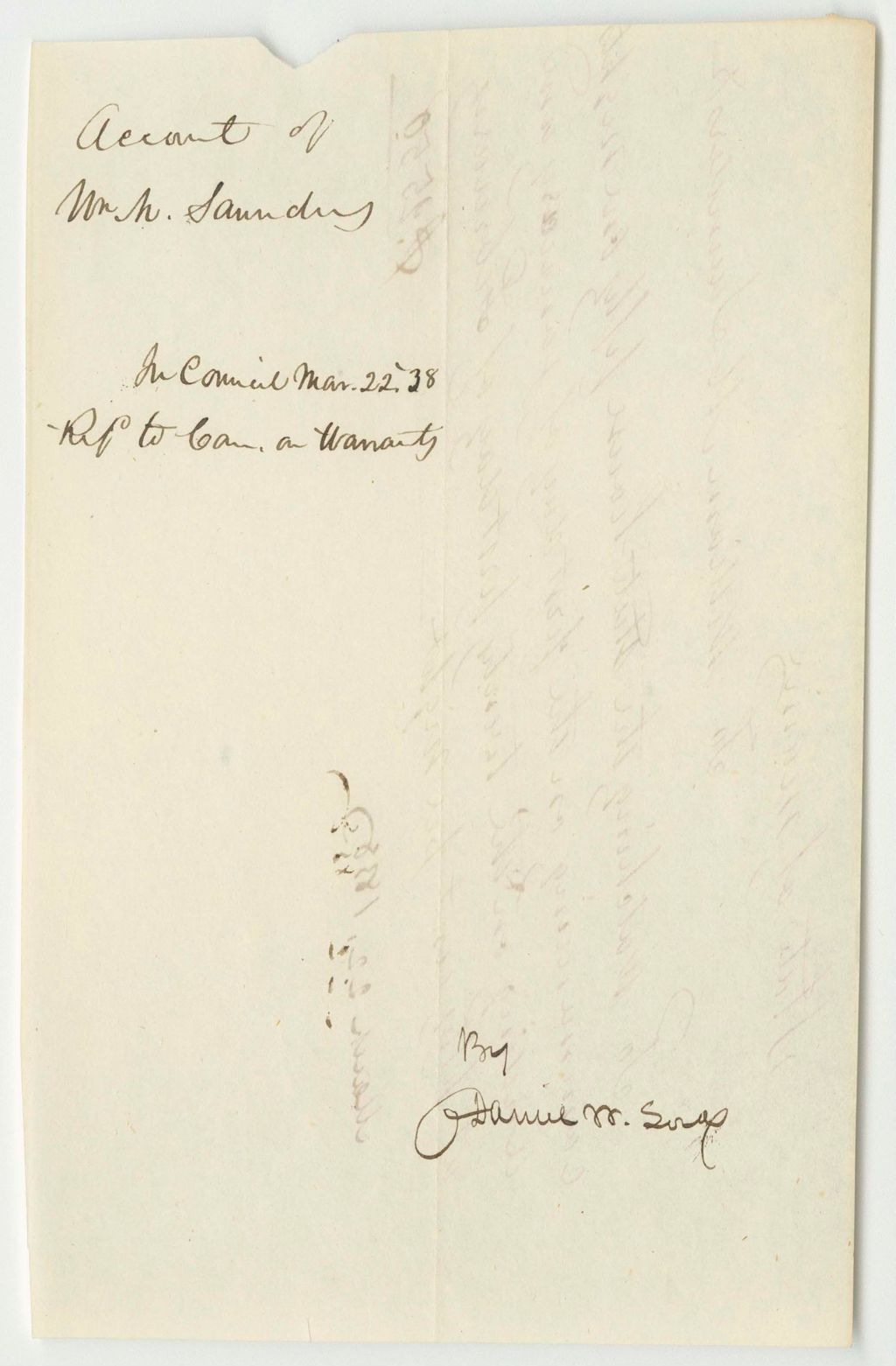 Miniature of Account of William M. Saunders for Watching the State House