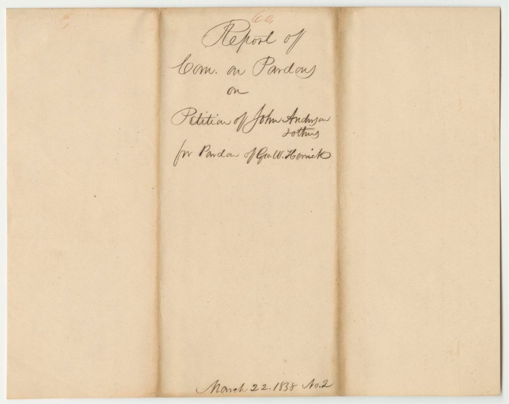 Miniature of Report 62: Report on the Petition of John Anderson and Others for a Pardon of George W. Herrick of Portland