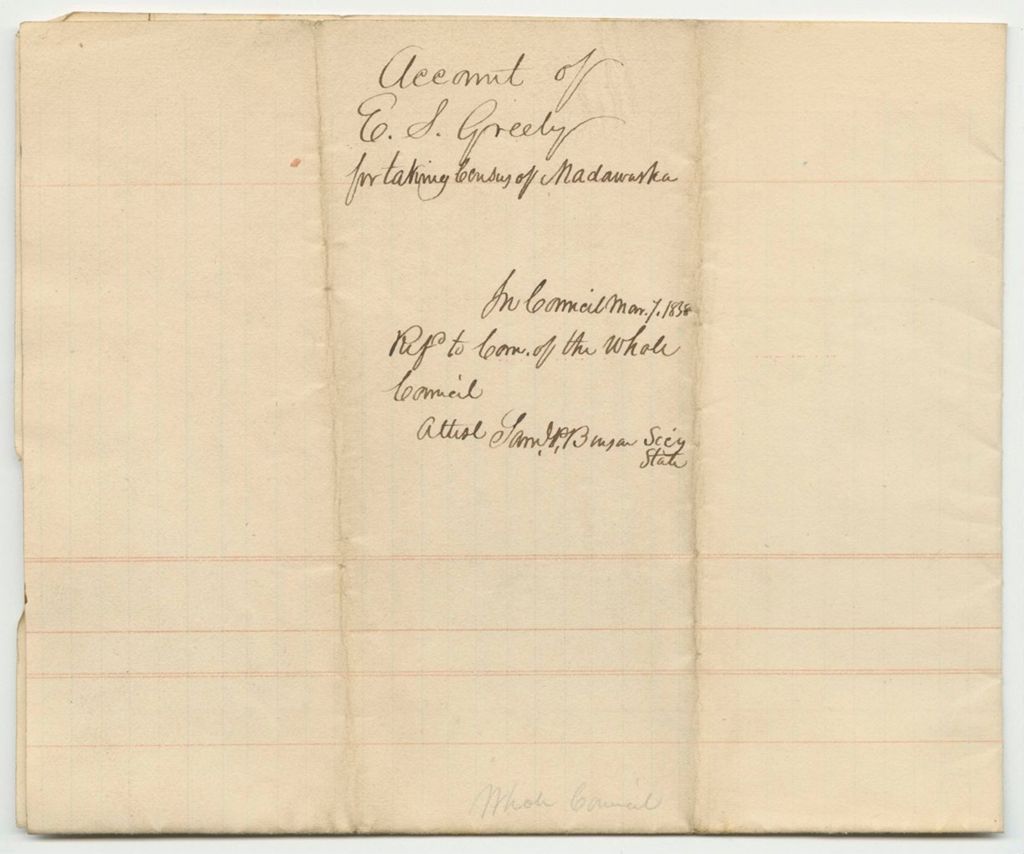 Miniature of Account of E.S. Greely for Taking a Census of Madawaska