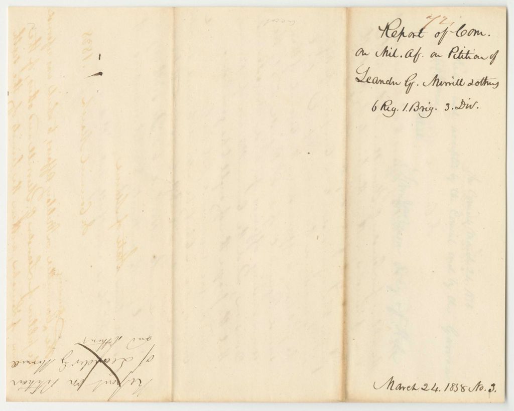 Miniature of Report 72: Report on the Petition of Leander G. Merrill and Others to be Organized into a Company of Riflemen in Lincoln