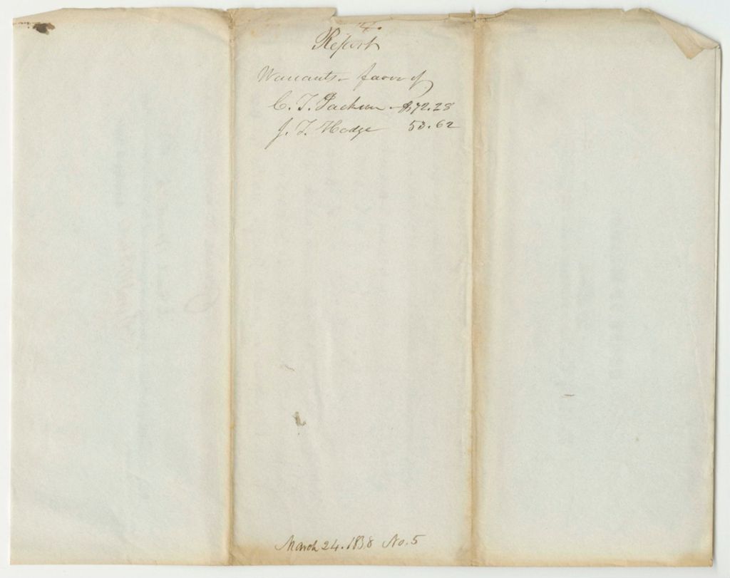 Miniature of Report 74: Warrants in Favor of C.T. Jackson and James P. Hodge on Account of the Geological Survey