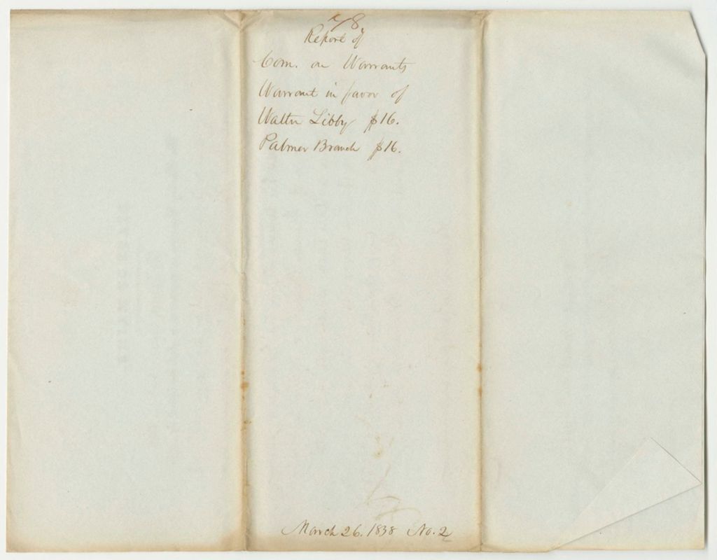 Miniature of Report 78: Warrants in Favor of Walter Libby and Palmer Branch for Watching the Statehouse
