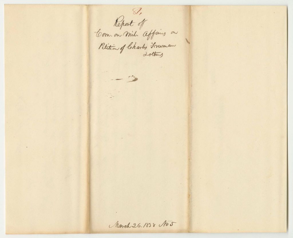 Miniature of Report 81: Report on the Petition of Charles Freeman and Others for the Removal of Ensign Sewall Gordon