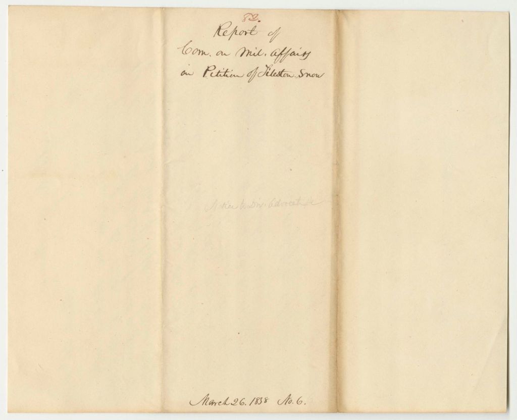 Miniature of Report 82: Report on the Petition of Tileston Snow to be Discharged from a Fine from a Court Martial