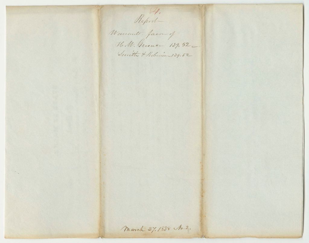 Miniature of Report 84: Warrants for Hugh W. Green and Smith and Robinson for Printing Abstracts of Bank Returns