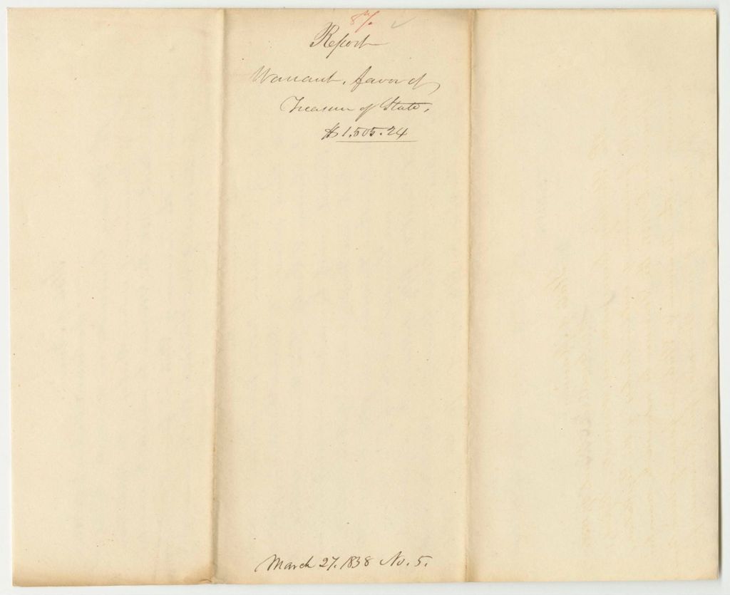 Miniature of Report 87: Warrant in Favor of the Treasurer of the State