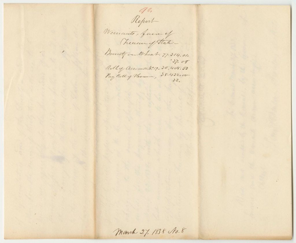 Miniature of Report 90: Warrant for Bounty on Wheat, Roll of Accounts, and Payroll of the House