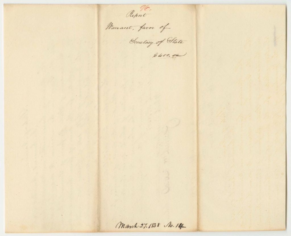 Miniature of Report 96: Warrant in Favor of the Secretary of State