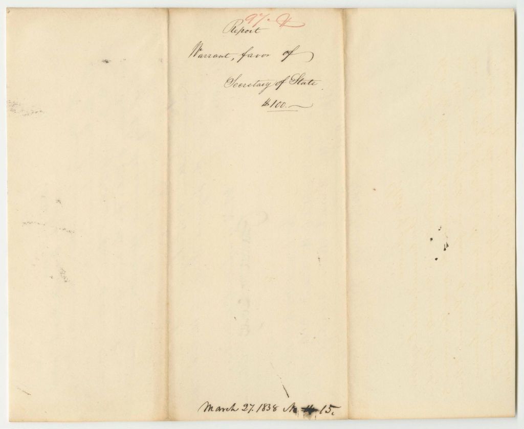 Miniature of Report 97: Warrant in Favor of the Secretary of State