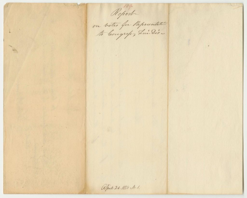 Miniature of Report 109: Report on Votes for Representative to Congress