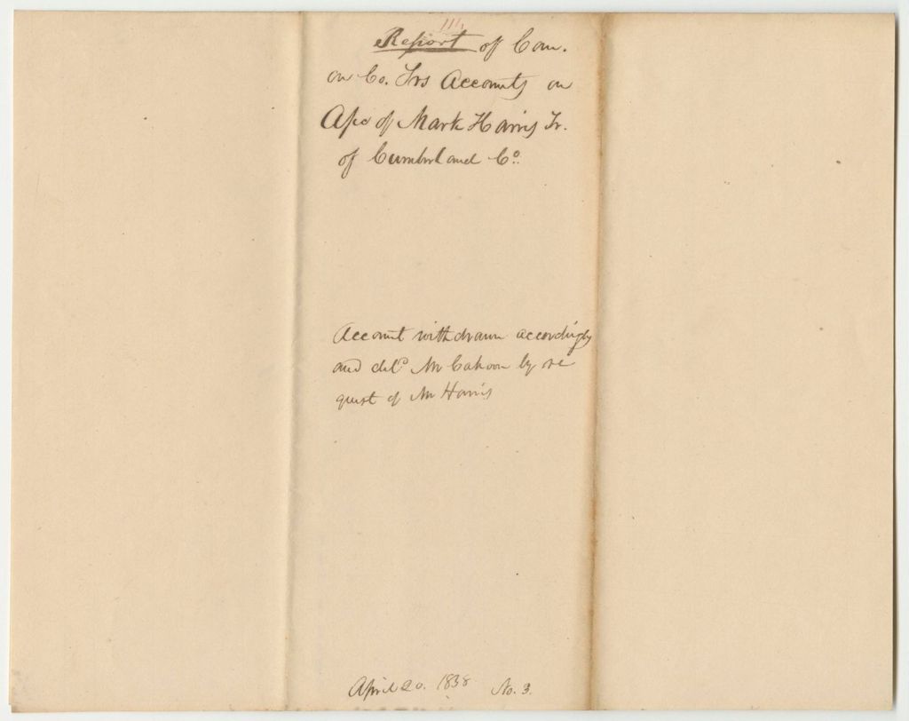 Miniature of Report 111: Report on the Account of Mark Harris, Cumberland County Treasurer