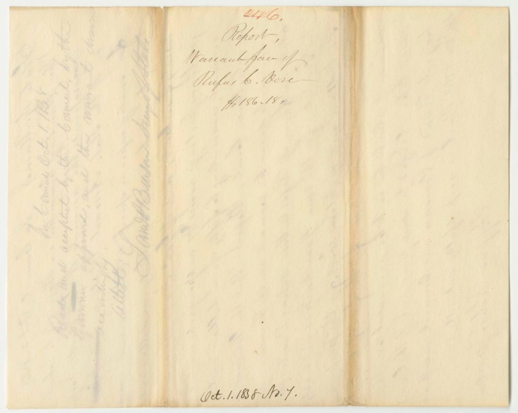 Miniature of Report 246: Warrant in Favor of Rufus C. Vose, Quartermaster General, for Transporting Military Supplies