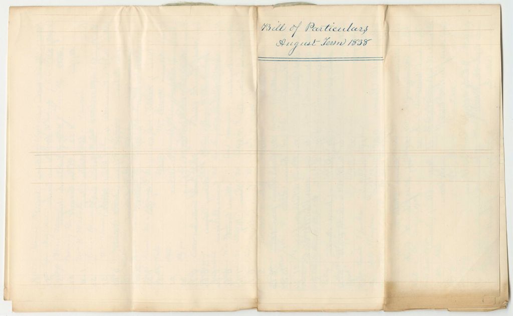 Miniature of Bill of Particulars to Accompany Bill of Whole Amount of Costs in Criminal Prosecutions at the August Term of the Court of Common Pleas, 1838