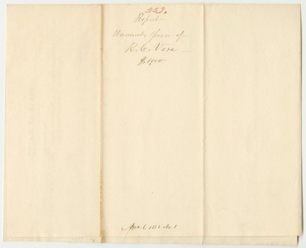 Miniature of Report 253: Warrant in Favor of Rufus C. Vose, Adjutant General, for Erecting the State Arsenal in Bangor