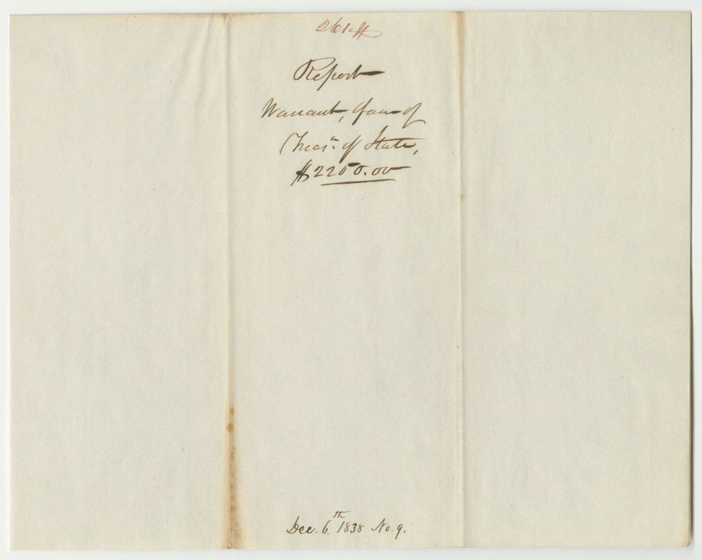 Miniature of Report 261: Warrant in Favor of The State Treasurer for Payment of Revolutionary Pensioners