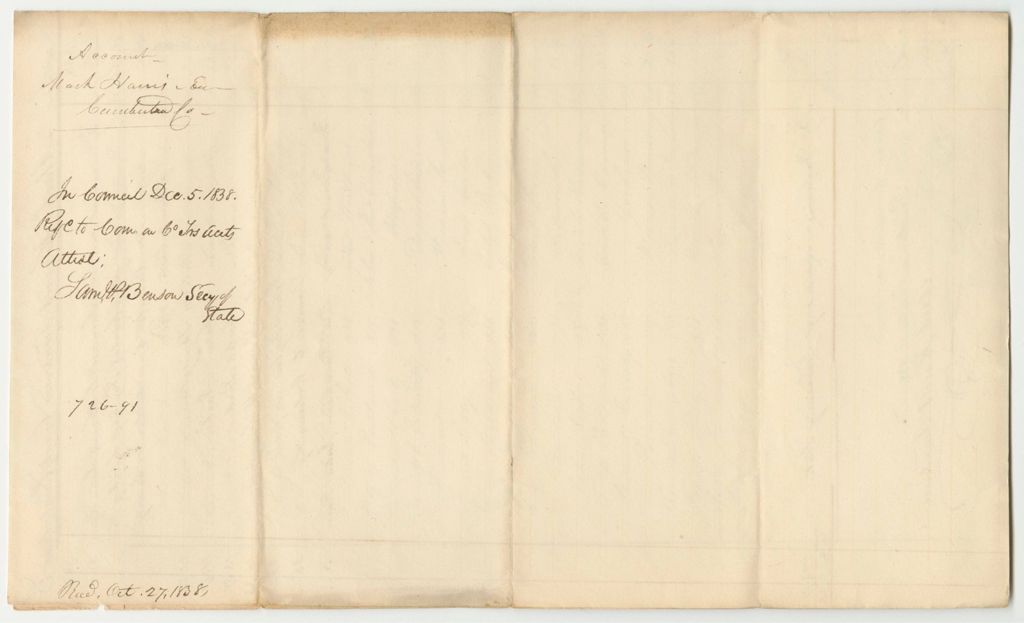 Miniature of Account of Mark Harris, Cumberland County Treasurer