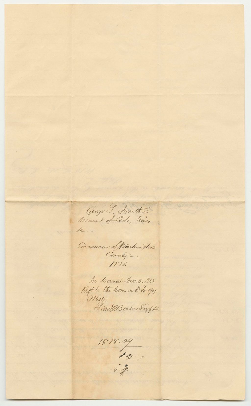 Miniature of George S. Smith's Account of Bills of Cost and Fines and Forfeitures in Washington County