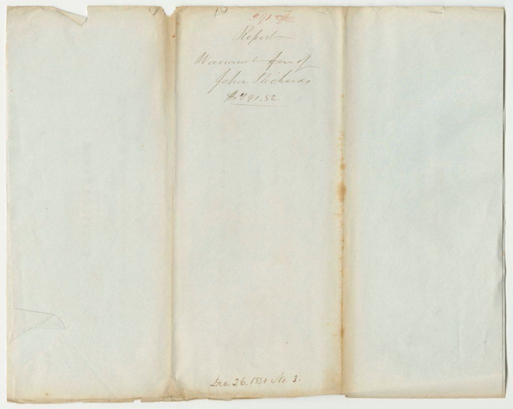 Miniature of Report 291: Warrant in Favor of John Richards, Superintendent of Public Buildings