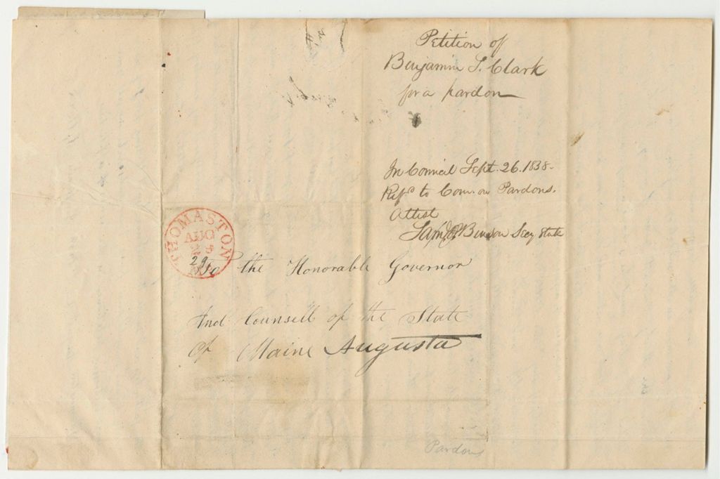 Miniature of Petition for the Pardon of Benjamin S. Clark of Cornville