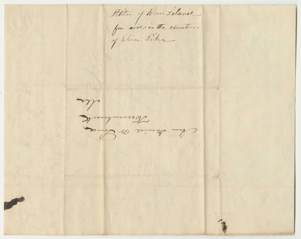 Miniature of Petition of William Leland for Aid in the Education of Elisa Pike at the American Asylum